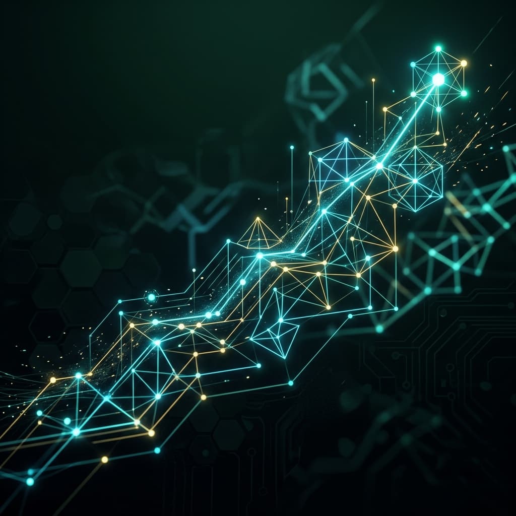 Futuristic abstract glowing geometric lines representing business growth